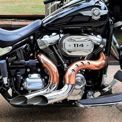 M8 ツーリング、ソフテイル、トライク カットバック フルエキゾーストマフラー (クローム/コッパー) ブローパフォーマンスエキゾースト