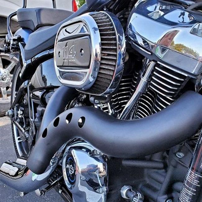 M8 ツーリング、ソフテイル、トライク カットバック フルエキゾーストマフラー (クローム/ブラック)2