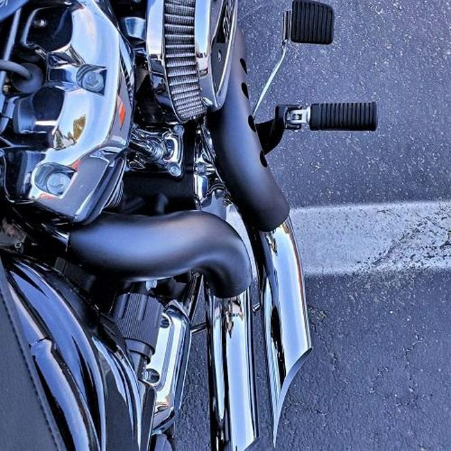 M8 ツーリング、ソフテイル、トライク カットバック フルエキゾーストマフラー (クローム/ブラック)4