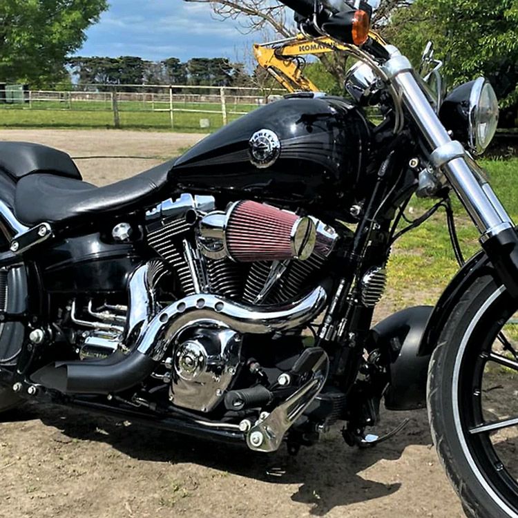  EVO/TC ソフテイル、ダイナ、ツーリング、トライク カットバック フルエキゾーストマフラー (ブラック/クローム)4