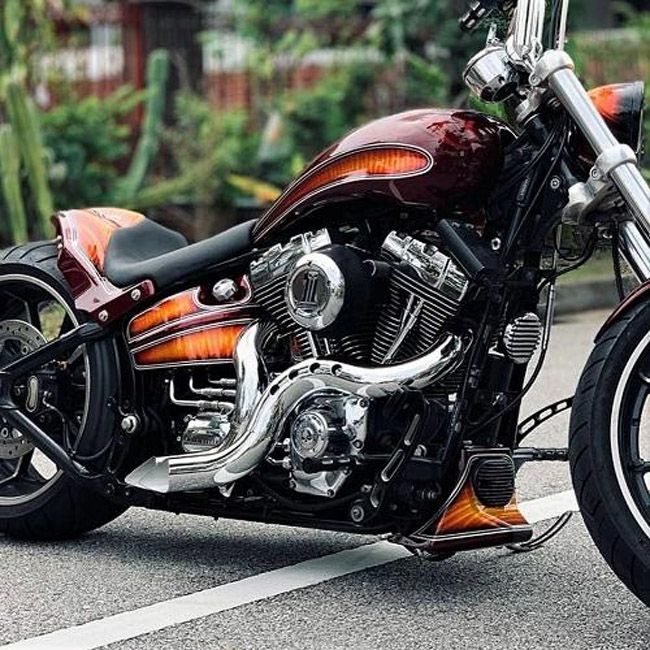 EVO/TC ソフテイル、ダイナ、ツーリング、トライク カットバック フルエキゾーストマフラー (クローム/クローム)1