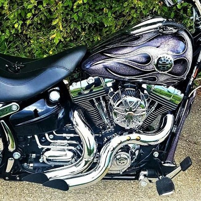 EVO/TC ソフテイル、ダイナ、ツーリング、トライク カットバック フルエキゾーストマフラー (クローム/クローム)9