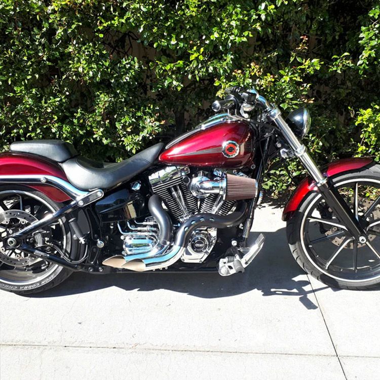 EVO/TC ソフテイル、ダイナ、ツーリング、トライク カットバック フルエキゾーストマフラー (クローム/ブラック)3