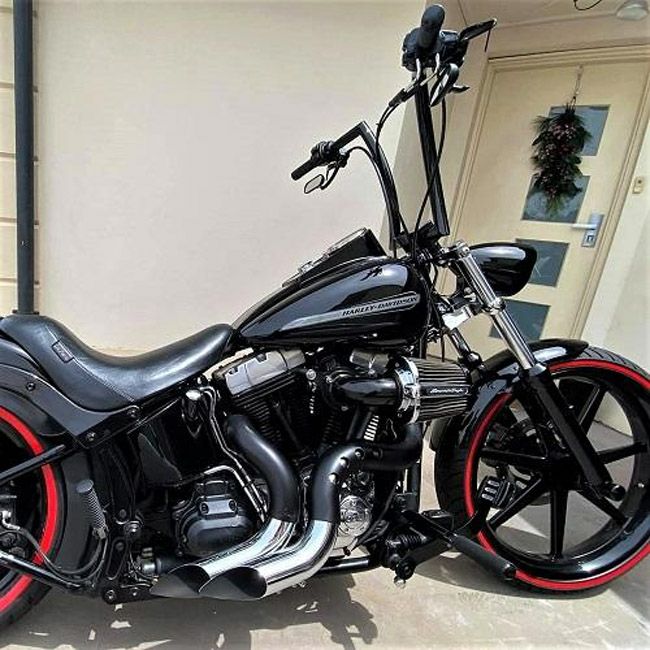 EVO/TC ソフテイル、ダイナ、ツーリング、トライク カットバック フルエキゾーストマフラー (クローム/ブラック)7