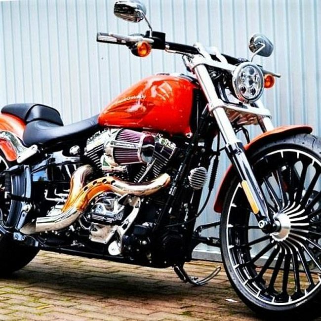 EVO/TC ソフテイル、ダイナ、ツーリング、トライク カットバック フルエキゾーストマフラー (クローム/コッパー)5