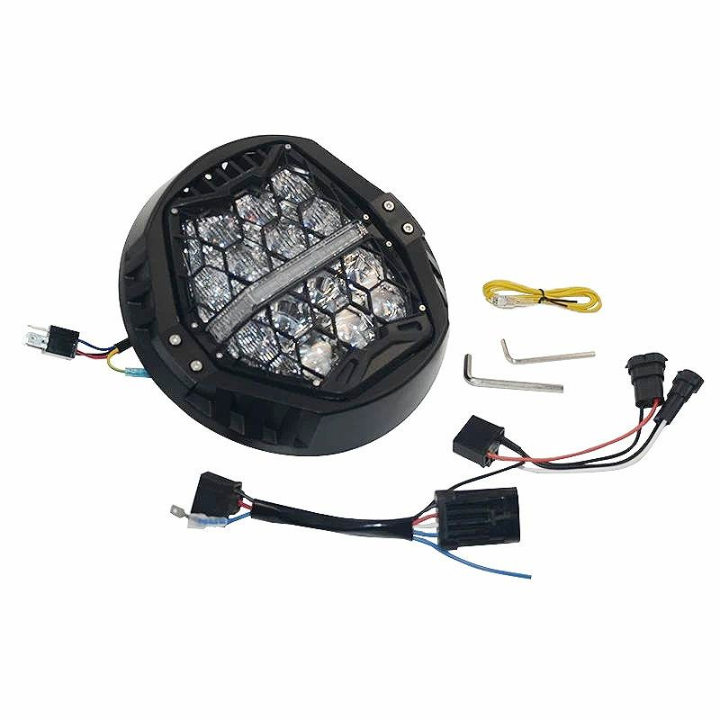 ハーレー ツーリング バケットLEDヘッドライト ブラック 3