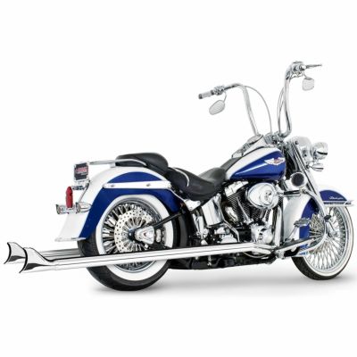 2007～2017 ソフテイル 左右両出し フィッシュテール フルエキゾーストマフラー 42インチ (クローム) フリーダムパフォーマンス