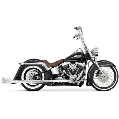 1986～2006 ソフテイル 左右両出し フィッシュテール フルエキゾーストマフラー 39インチ (クローム) フリーダムパフォーマンス