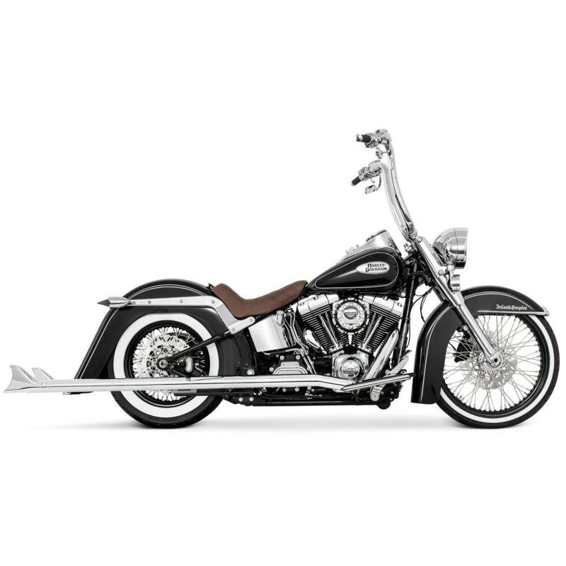 1986～2006 ソフテイル 左右両出し フィッシュテール フルエキゾーストマフラー 42インチ (クローム)