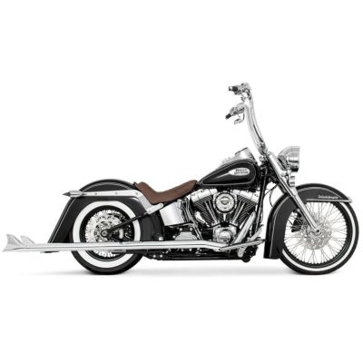 1986～2006 ソフテイル 左右両出し フィッシュテール フルエキゾーストマフラー 42インチ (クローム) フリーダムパフォーマンス