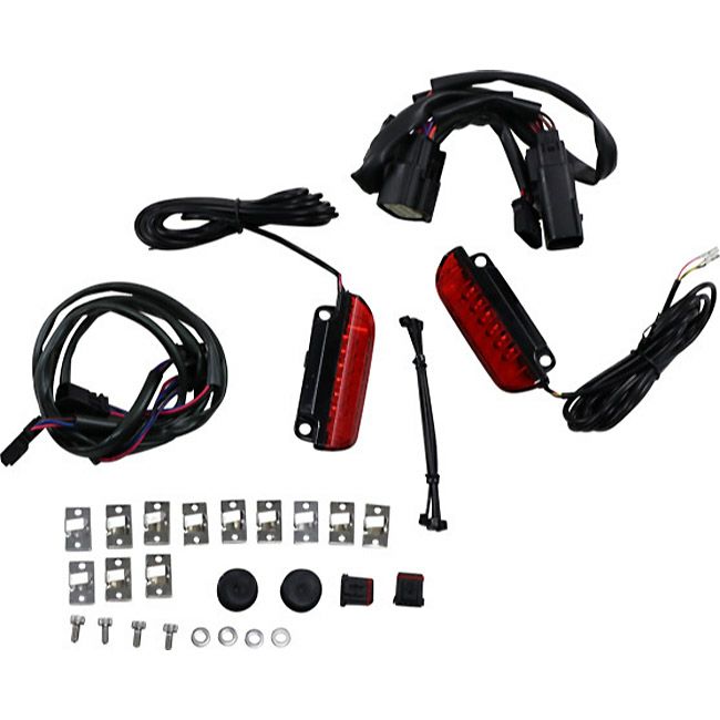 2010～2013 CVOストリートグライド、CVOロードグライド エアウィング・サドルバッグラゲッジレール用 LEDライトバー (レッドレンズ)