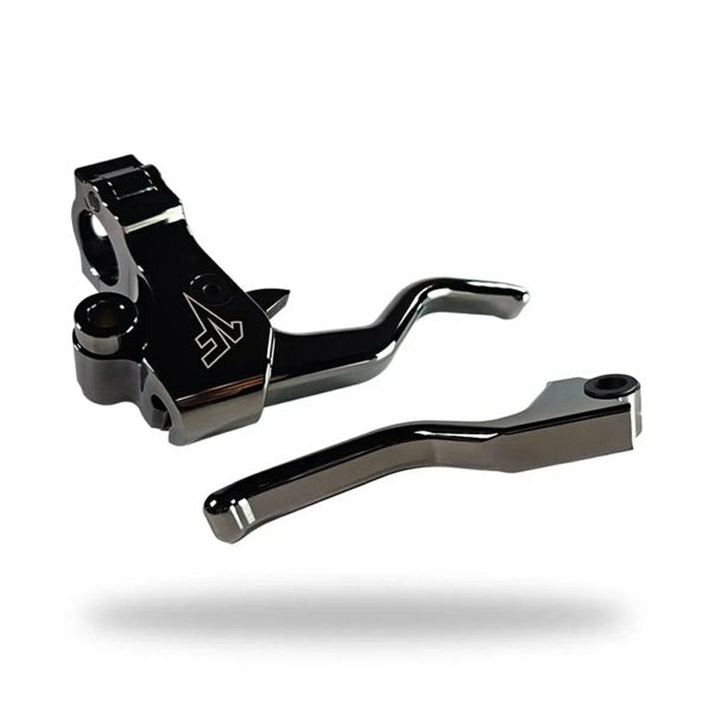 ダイナ、ソフテイル、スポーツスター イージープル・レバーセット (ブラッククローム) ワンフィンガー