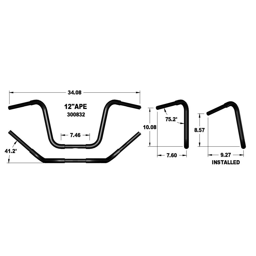 1.25インチ ファットエイプハンガー ハンドルバー ブラック KHROME WERKS