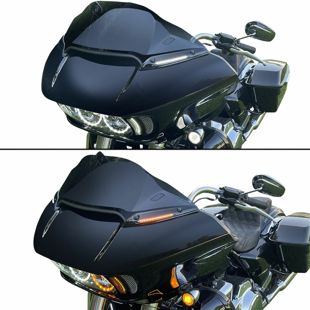 2015以降ロードグライド ターンシグナル付 LEDウィンドシールドトリム グロスブラック Custom Dynamics（カスタムダイナミクス） 5