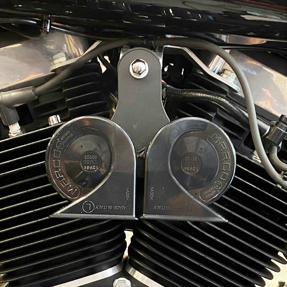 ハーレー用 エレクトロマグネティック デュアルホーンキット ブラック Custom Dynamics（カスタムダイナミクス）