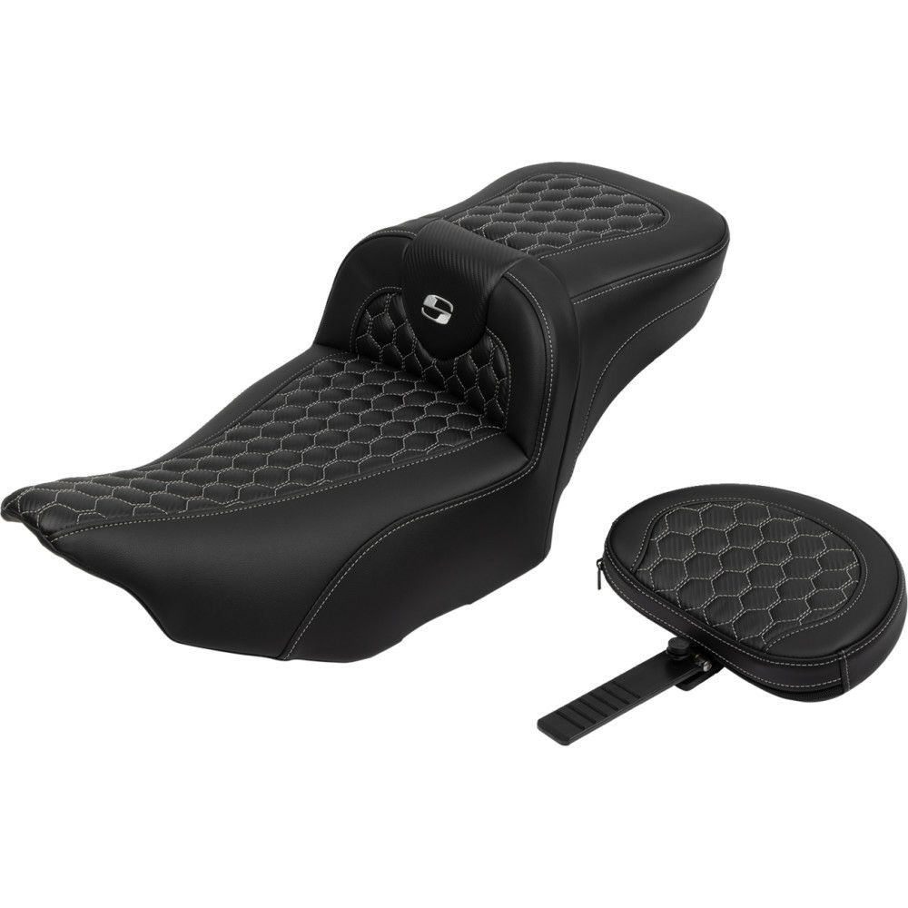 サドルマン エクステンドリーチ ロードソファシート バックレスト付 ハニカムステッチ/シルバー