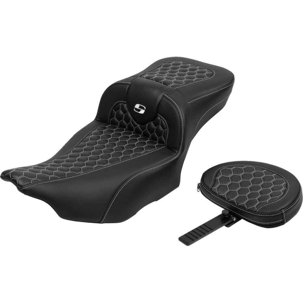 サドルマン エクステンドリーチ ロードソファシート バックレスト付 ハニカムステッチ/ホワイト