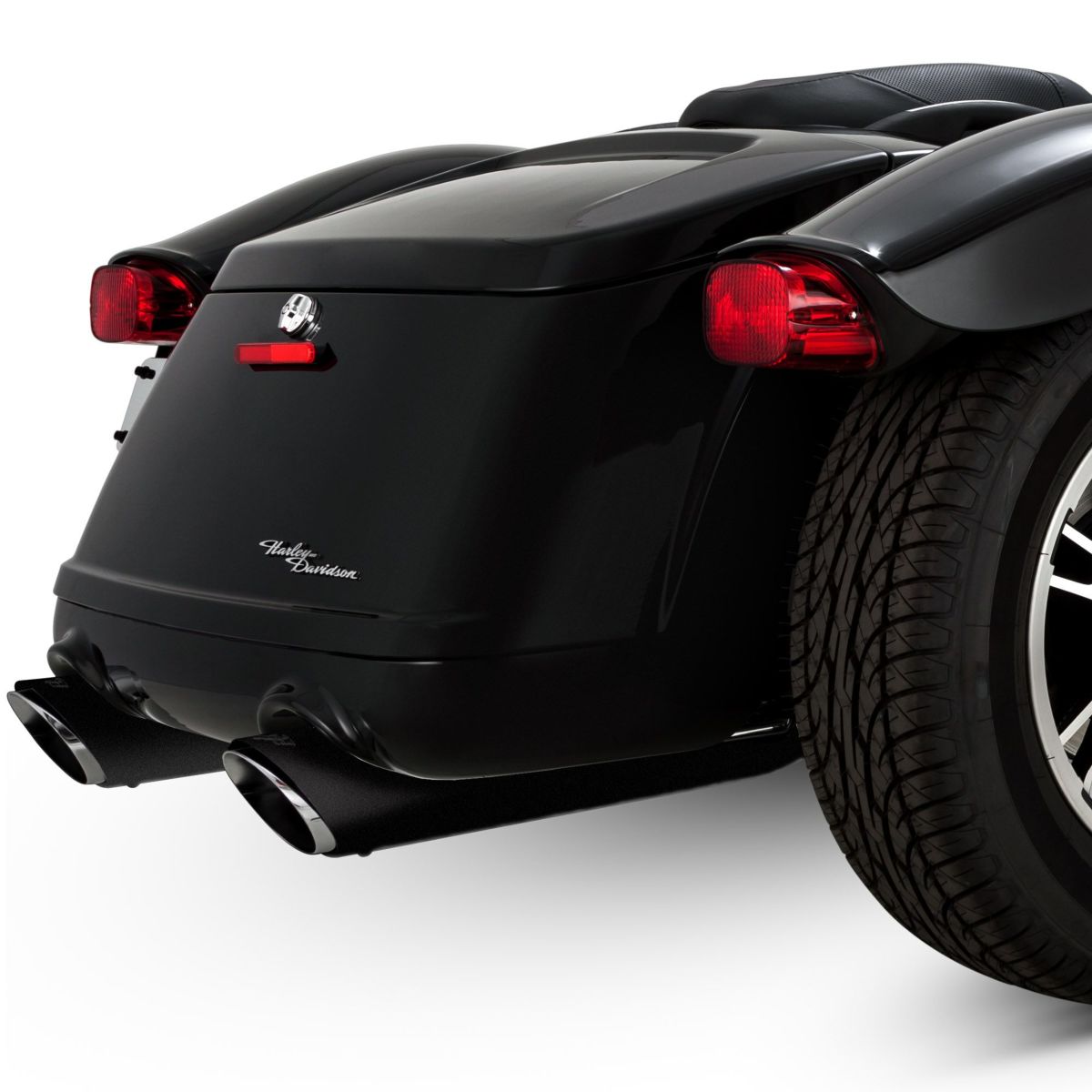  2017以降 フリーホイーラー、ロードグライド3 4インチ ツインスラッシュ スリップオンマフラー (ブラック)