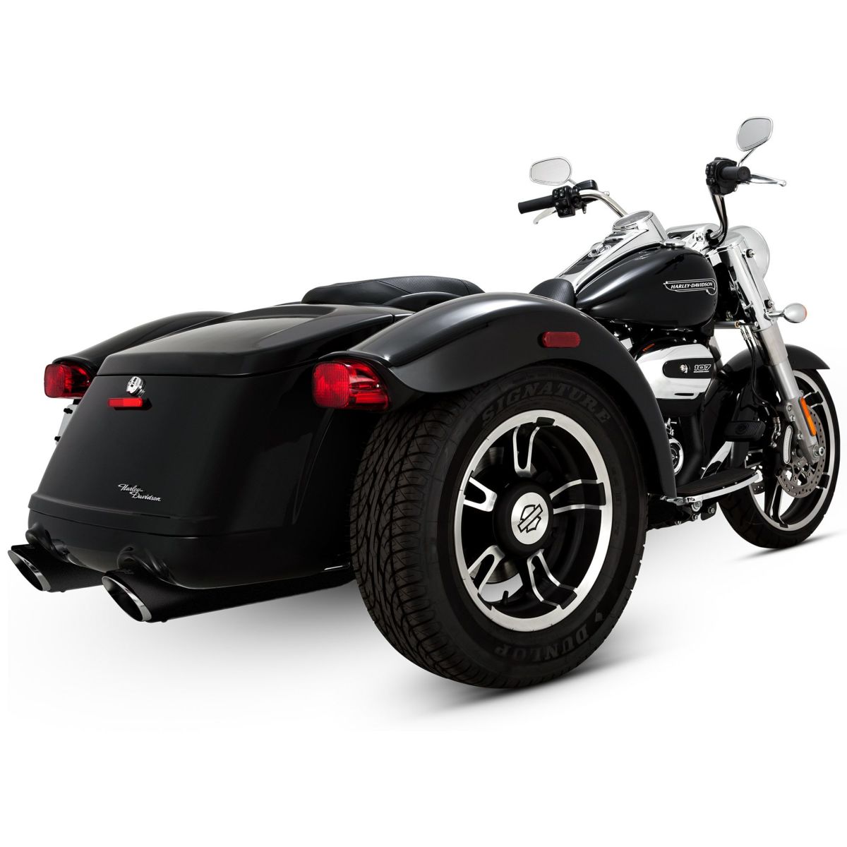  2017以降 フリーホイーラー、ロードグライド3 4インチ ツインスラッシュ スリップオンマフラー (ブラック)2