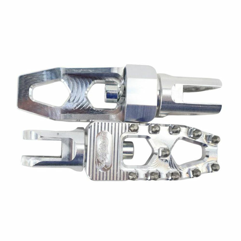 M8 ソフテイル、スポーツスターS、ナイトスター プロシリーズ MX ライト ライダー フットペグ アルミシルバー TC Bros 