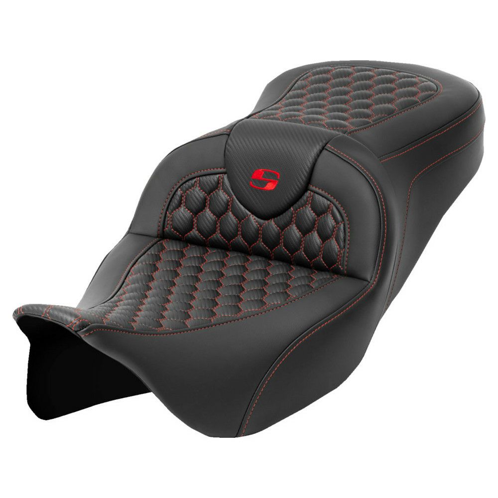 サドルマン ロードソファシート ハニカムステッチ/レッド