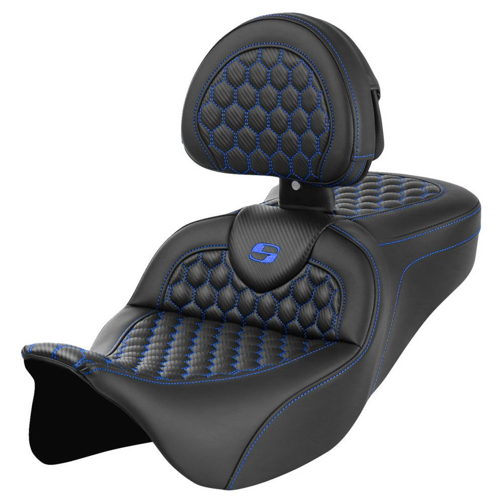 サドルマン ロードソファシート バックレスト付 ハニカムステッチ/ブルー