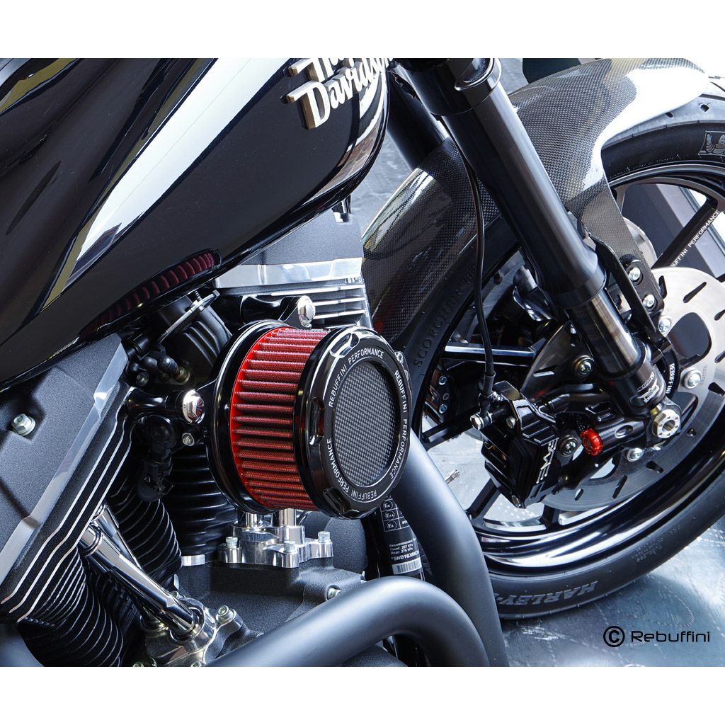 ハーレー ツインカム ケーブルスロットル車用 トゥオーノ・ハイフローエアクリーナー (ブラック)1