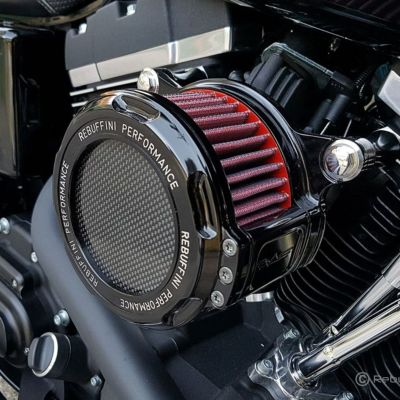 ハーレー ツインカム 電子制御スロットル車用 トゥオーノ・ハイフローエアクリーナー (ブラック) レブフィニ