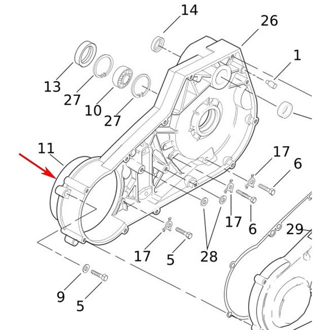1982～2006 ツーリング、1982～2005 ダイナ、1984～2006 ソフテイル インナープライマリーカバー Oリング1
