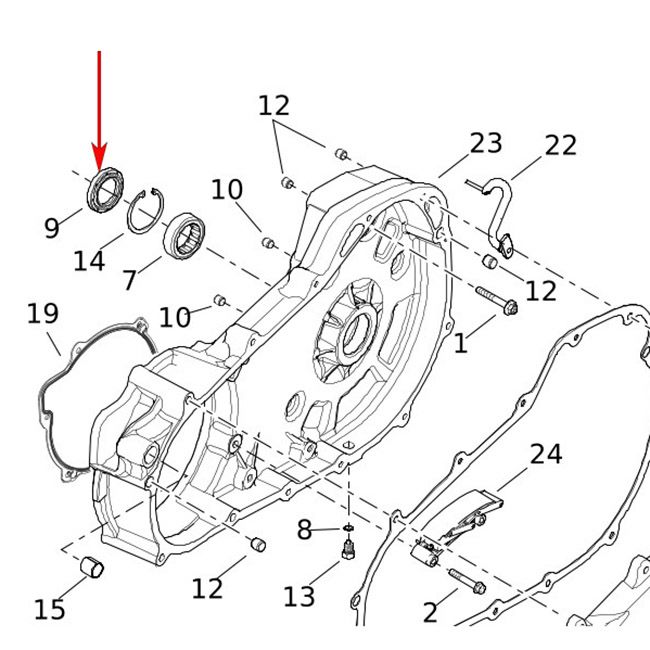  ミルウォーキーエイト、ツインカム、エボリューション1340 クラッチ オイルシール1