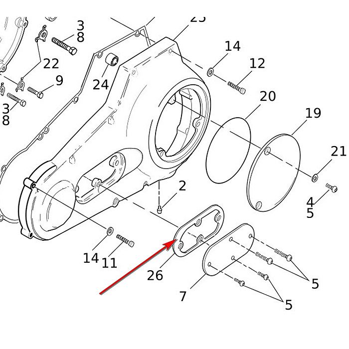 1991～2005 ダイナ、1987～2006 ソフテイル プライマリーインスペクションカバー ガスケット1