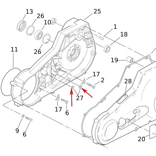 1995～2006 ソフテイル、1995～2005 ダイナ プライマリーハウジング ワッシャー1