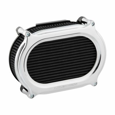 ツインカム ツーリング、ソフテイル、ダイナ 電子制御スロットル用 ステージ2 オーバルエアクリーナー (クローム) アレンネス