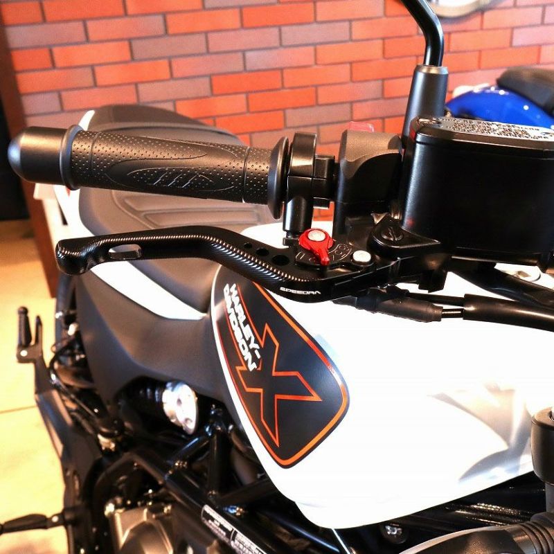 ハーレー X350、X500 ショート・アジャスタブルレバーセット (ブラック/レッド)