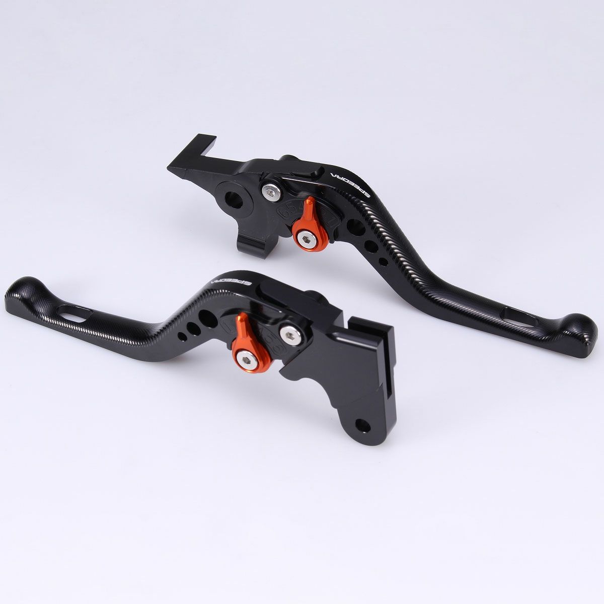 ハーレー X350、X500 ショート・アジャスタブルレバーセット (ブラック/オレンジ)