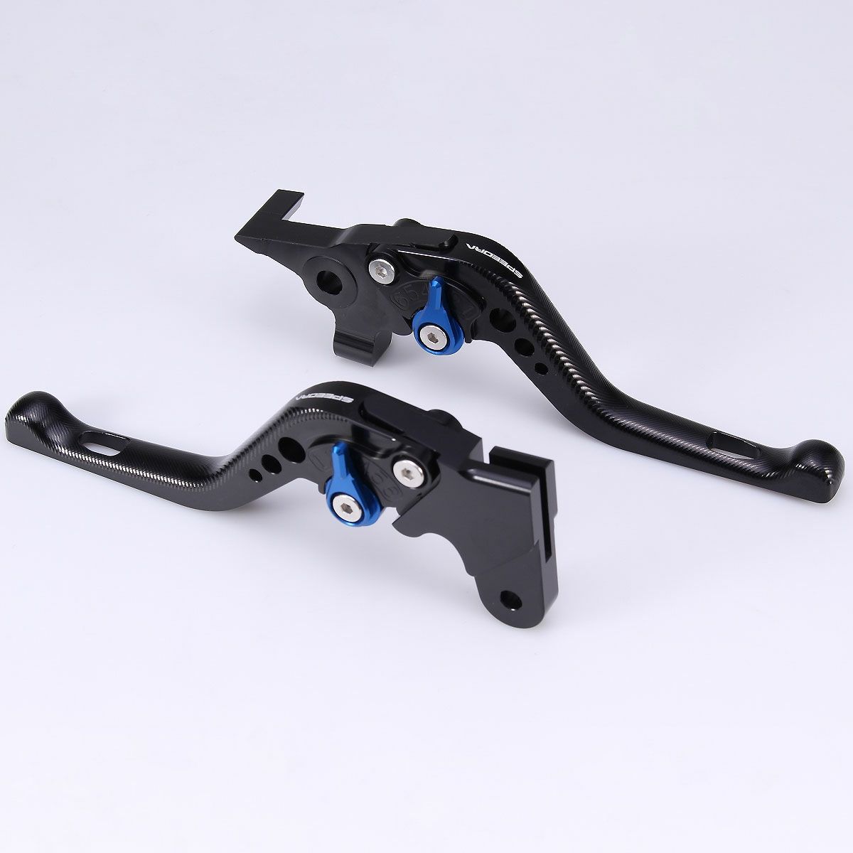ハーレー X350、X500 ショート・アジャスタブルレバーセット (ブラック/ブルー)