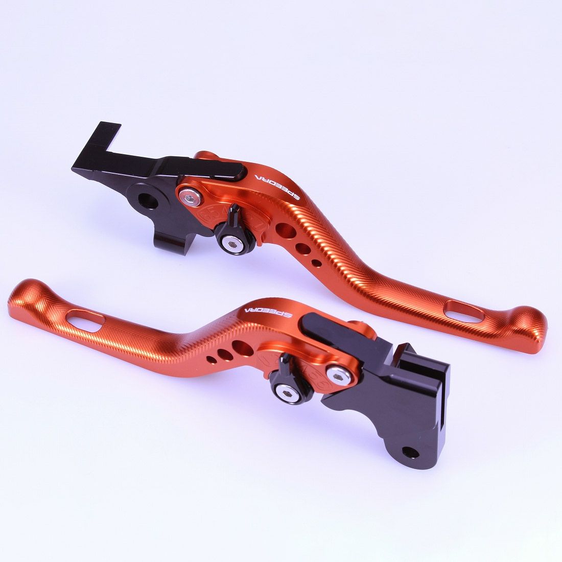 ハーレー X350、X500 ショート・アジャスタブルレバーセット (オレンジ/ブラック)