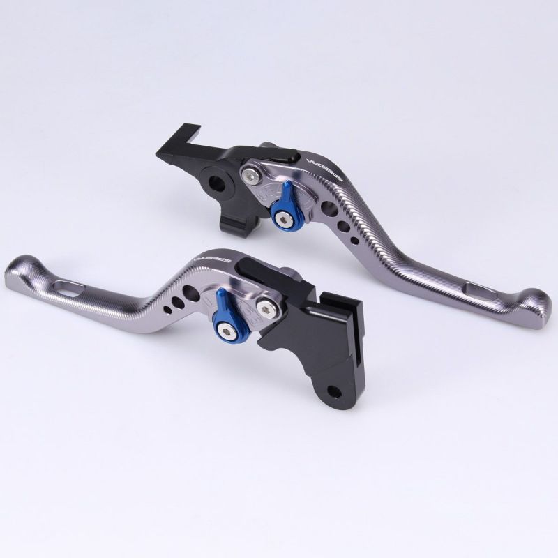 ハーレー X350、X500 ショート・アジャスタブルレバーセット (チタン/ブルー)