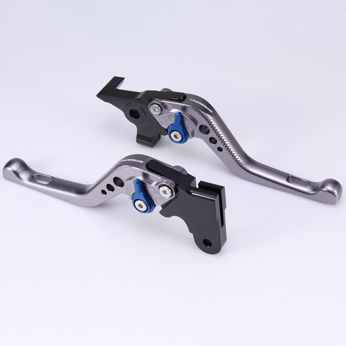 ハーレー X350、X500 ショート・アジャスタブルレバーセット (チタン/ブルー)