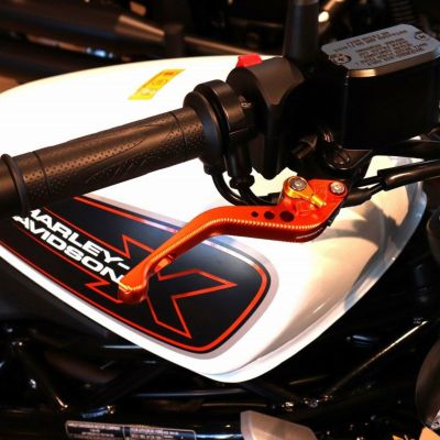 ハーレー X350、X500 ショート・アジャスタブルレバーセット (オレンジ/ゴールド) スピードラ