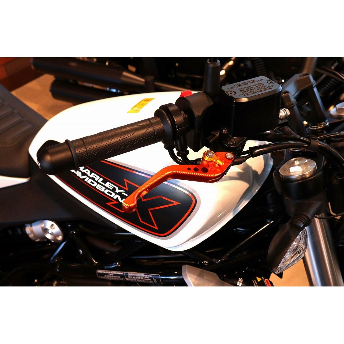 ハーレー X350、X500 ショート・アジャスタブルレバーセット (オレンジ/ゴールド)2