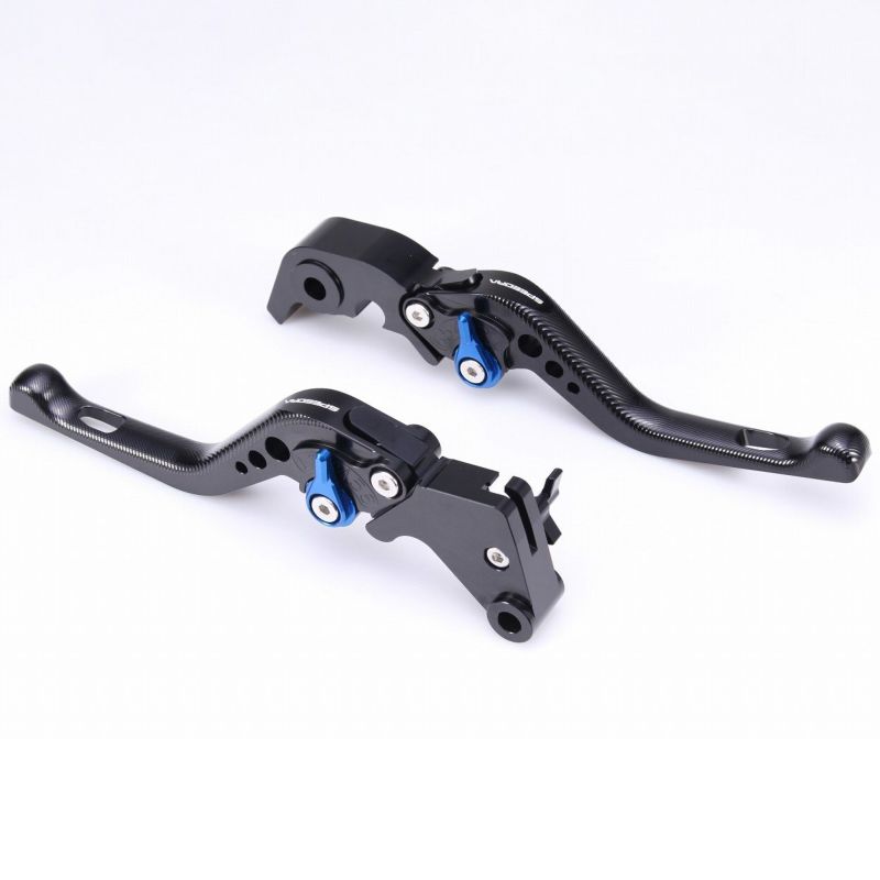 スポーツスターS、ナイトスター、パンアメリカ ショート・アジャスタブルレバーセット (ブラック/ブルー)