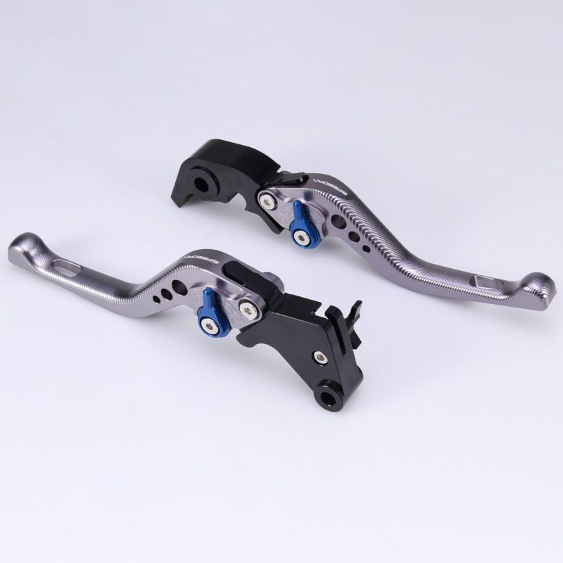 スポーツスターS、ナイトスター、パンアメリカ ショート・アジャスタブルレバーセット (チタン/ブルー)