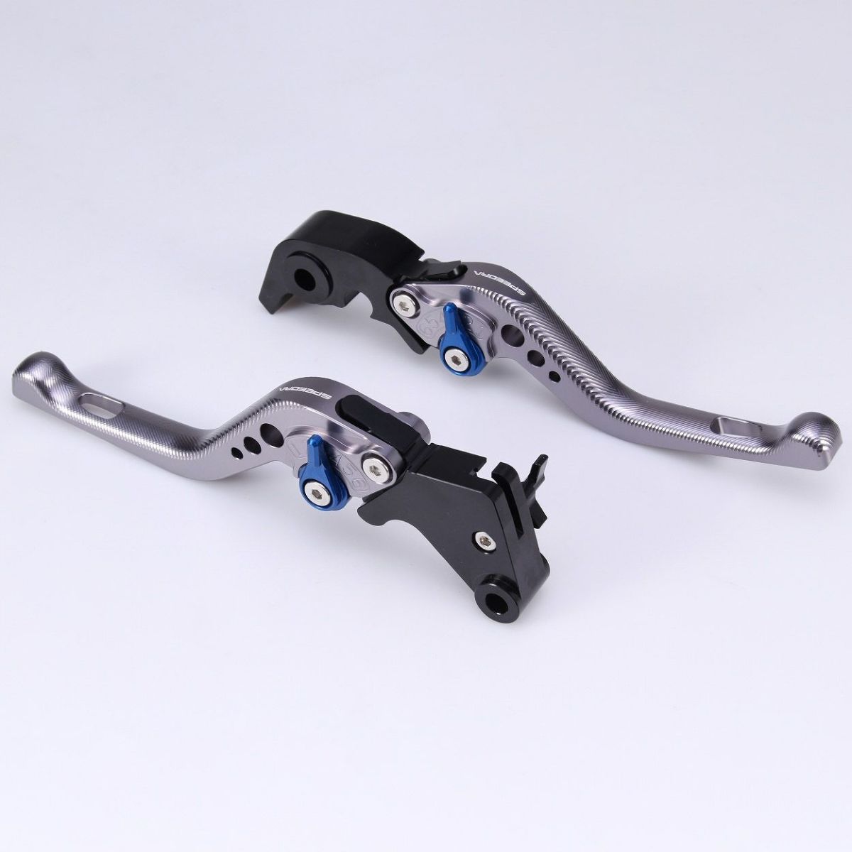 スポーツスターS、ナイトスター、パンアメリカ ショート・アジャスタブルレバーセット (チタン/ブルー)