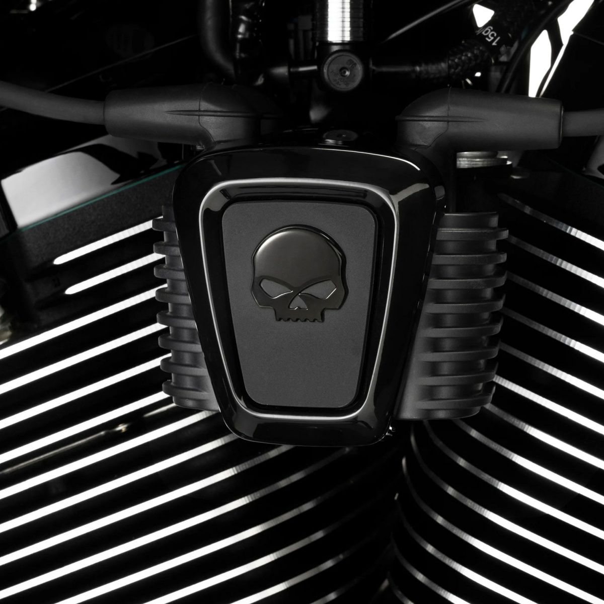 2018以降 ソフテイル、2025以降 ツーリング ウィリーGスカル コイルカバー (ブラック)