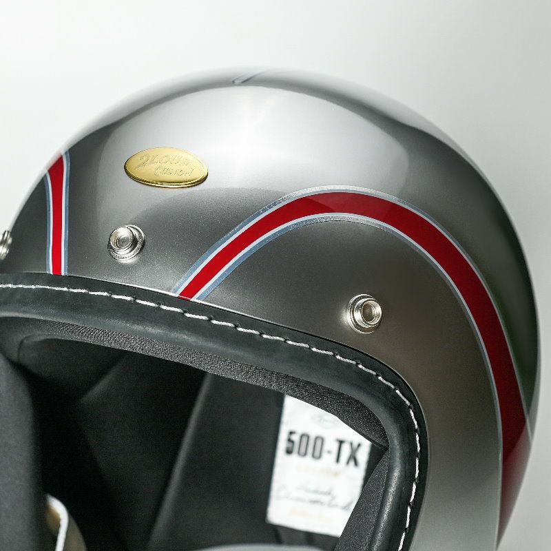 500TXシリーズ 2LOUD カスタム ジェットヘルメット グロスシルバー/レッド feture 5