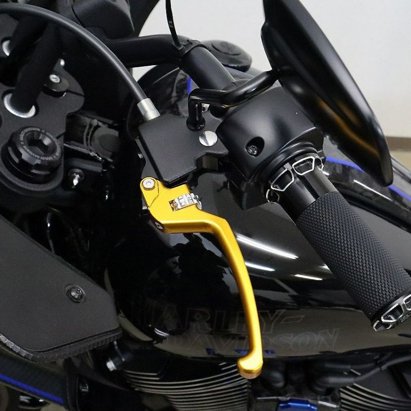 M8ソフテイル アルミ アジャスタブルレバーセット スタンダードタイプ (ゴールド/シルバー)