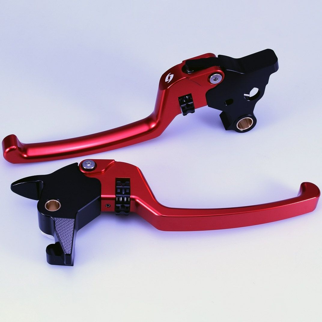 M8ソフテイル アルミ アジャスタブルレバーセット スタンダードタイプ (レッド/ブラック)1