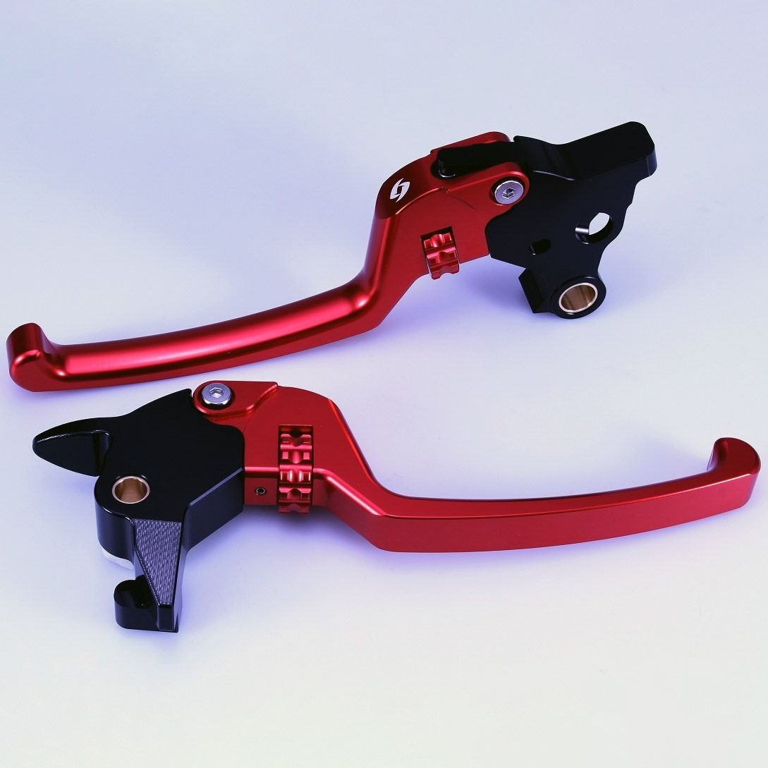  M8ソフテイル アルミ アジャスタブルレバーセット スタンダードタイプ (レッド/レッド)1