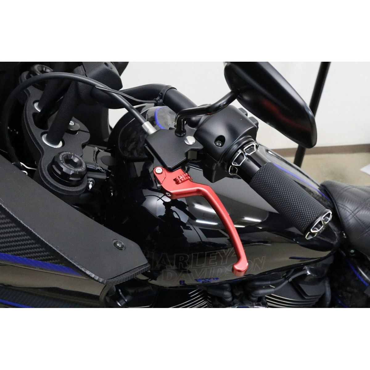  M8ソフテイル アルミ アジャスタブルレバーセット スタンダードタイプ (レッド/レッド)2